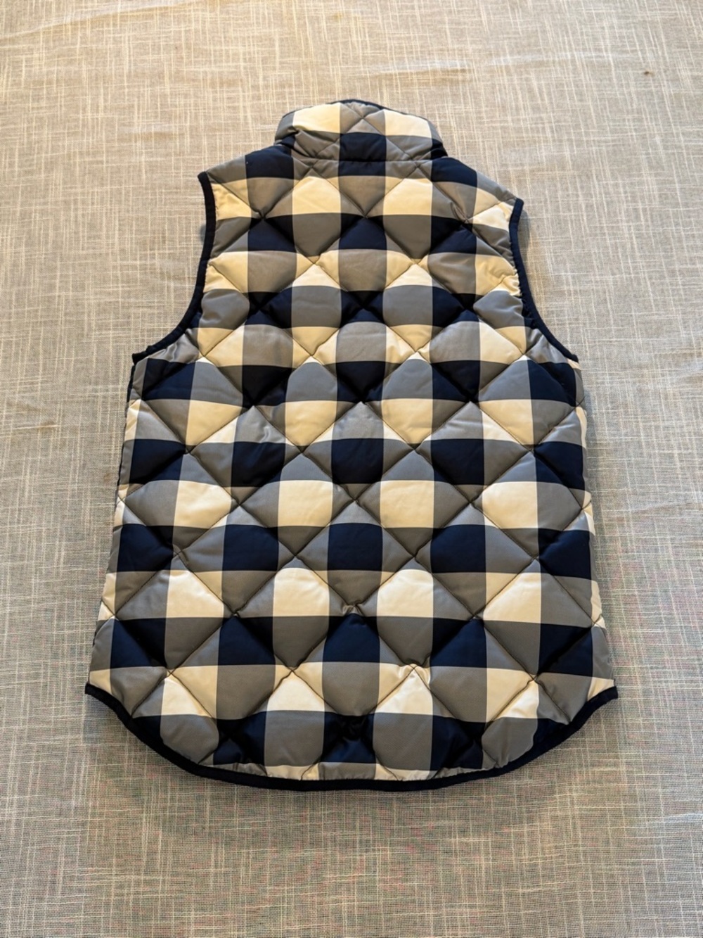 J. Crew Factory Down Puffer Vest Plaid Quilted Navy Tan Women XXS - Picture 3 of 9